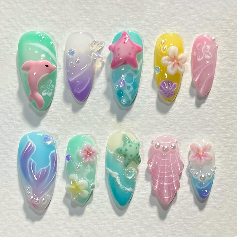 Nail Art Fake Nails - 30 pièces été presse sur ongles