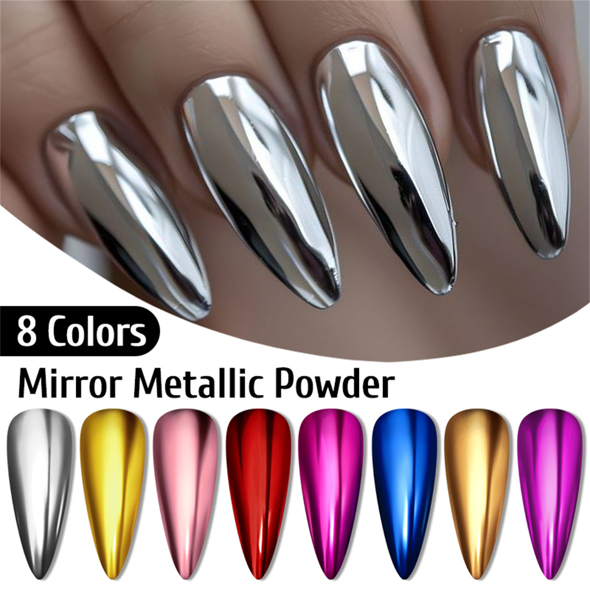 Nail Art Rose Gold - Poudre miroir métallique or et argent,