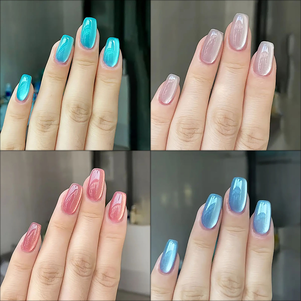 Nail Art Inspo - Faux-ongles courts et carrés pour femmes,