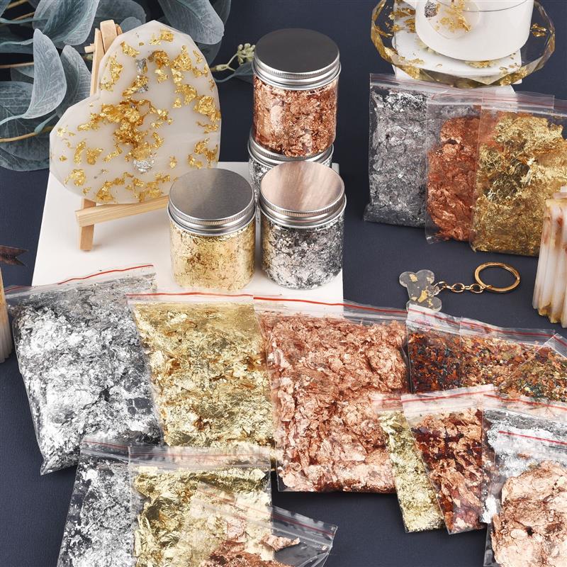 Nail Art Inspo - Feuille Imitation or argent cuivre paillettes