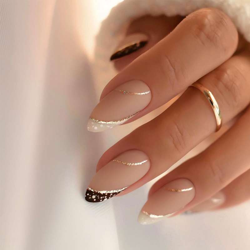 Nail Art Fake Nails - Faux ongles portables de style français,
