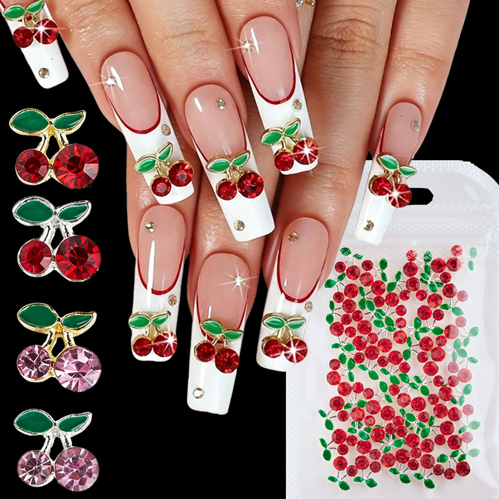 Nail Art Red Cherry - 20 Pièces Breloques 3D en Alliage