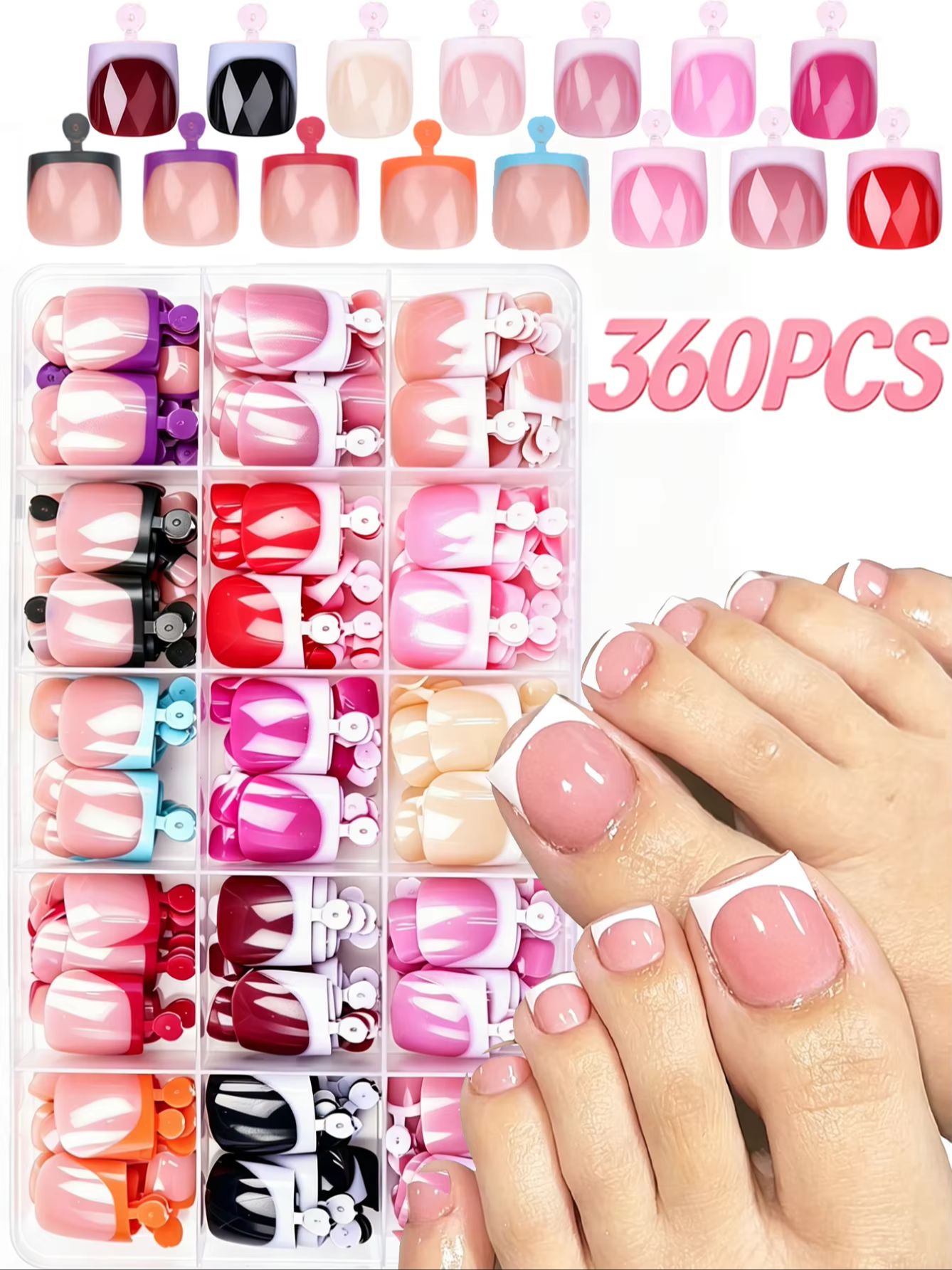 Nail Art Fake Nails - 360 faux ongles de pieds carrés