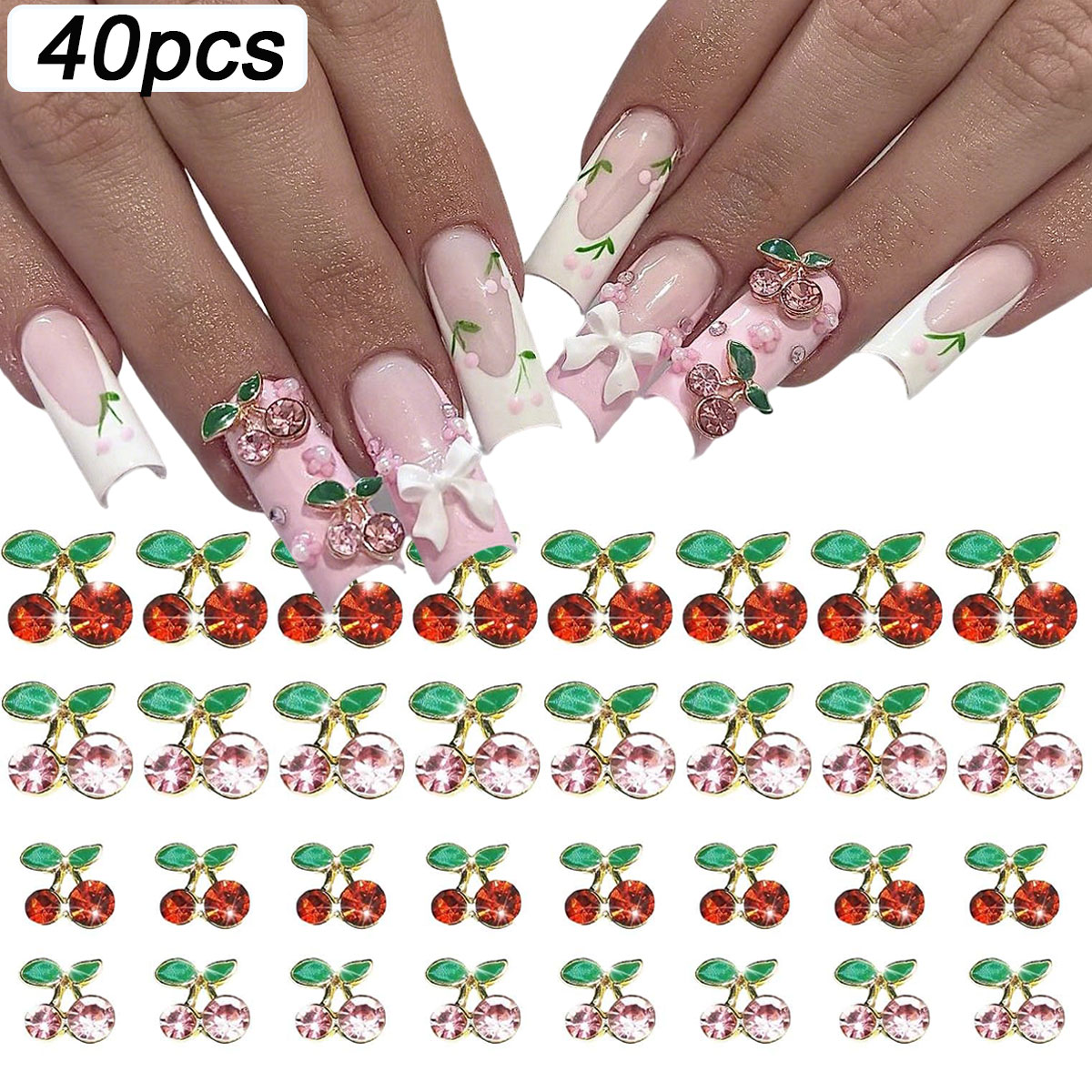 40 pièces de décorations 3D br - Nail Art Red Cherry avis et prix