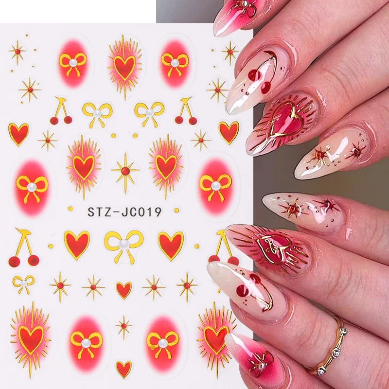 Autocollants Y2K Bronzing Hear - Nail Art Red Cherry avis et prix