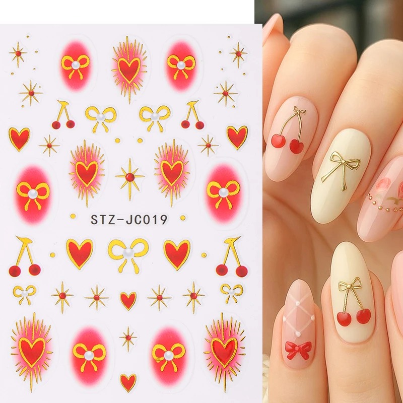 Autocollants Y2K Bronzing Hear - Nail Art Red Cherry avis et prix