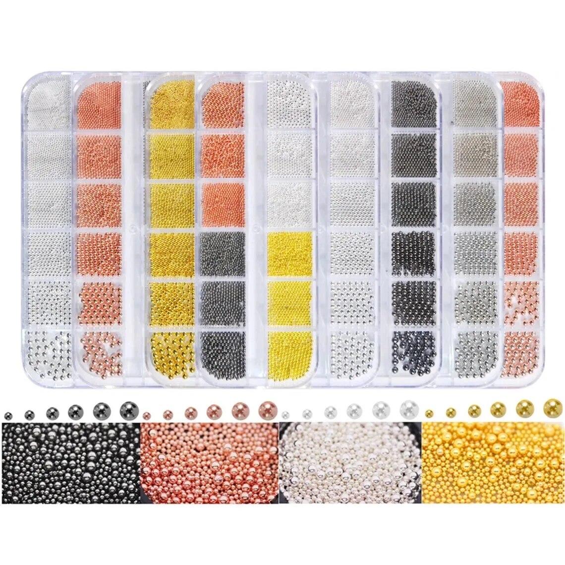1 boîte de 6 tailles de perles - Nail Art Rose Gold avis et prix