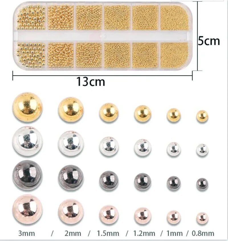 1 boîte de 6 tailles de perles - Nail Art Rose Gold avis et prix
