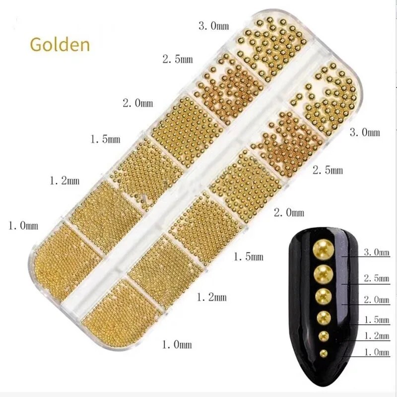 1 boîte de 6 tailles de perles - Nail Art Rose Gold avis et prix