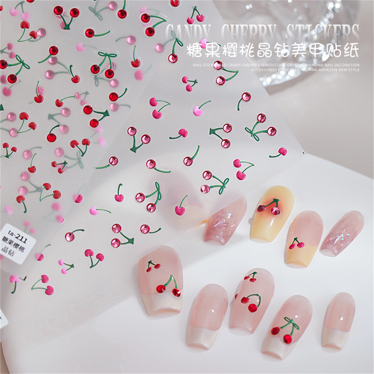 1 pièces 5D luxe rouge rose ja - Nail Art Red Cherry avis et prix
