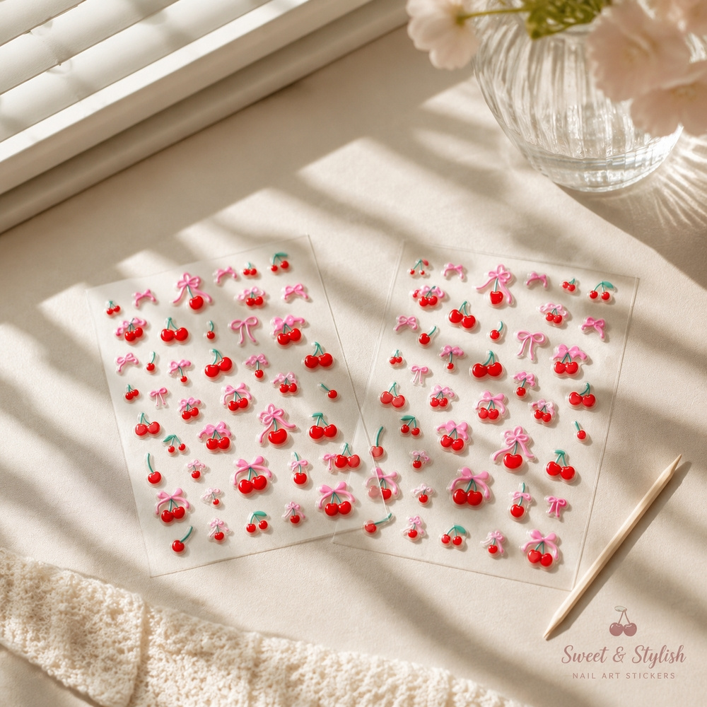 1 feuille de décalcomanies pou - Nail Art Red Cherry avis et prix