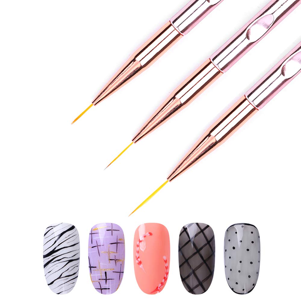 Lot de 3 pinceaux pour nail ar - Nail Art Rose Gold avis et prix